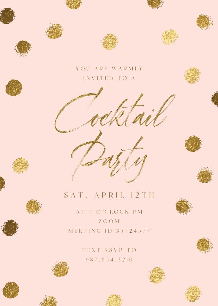 Gold Dots Cocktail Party Invitation Template Greetings Island